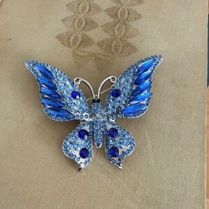 Butterfly rhinestone brooch